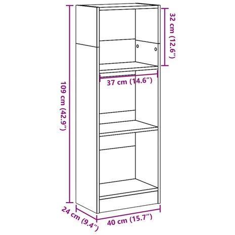 Boekenkast 40x24x109 cm bewerkt hout grijs sonoma eikenkleurig 9