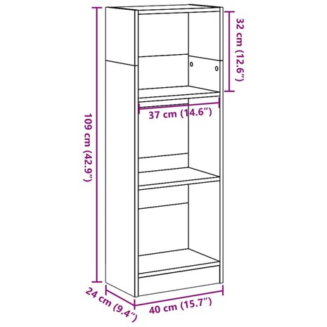 Boekenkast 40x24x109 cm bewerkt hout oud houtkleurig 9
