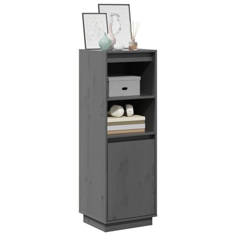 Hoge kast 37x34x110 cm massief grenenhout grijs 3