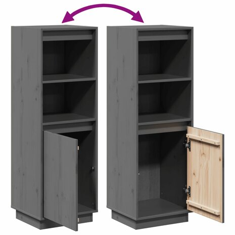 Hoge kast 37x34x110 cm massief grenenhout grijs 8
