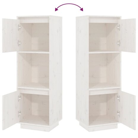 Hoge kast 38x35x117 cm massief grenenhout wit 7