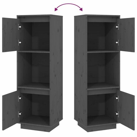 Hoge kast 38x35x117 cm massief grenenhout grijs 7