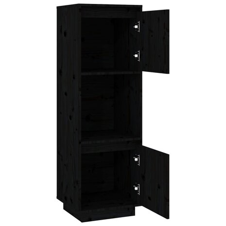 Hoge kast 38x35x117 cm massief grenenhout zwart 4