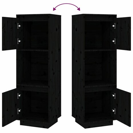 Hoge kast 38x35x117 cm massief grenenhout zwart 7