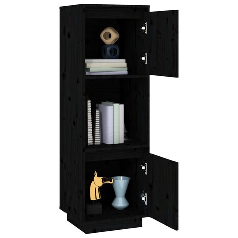 Hoge kast 38x35x117 cm massief grenenhout zwart 9