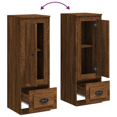 Hoge kast 36x35,5x103,5 cm bewerkt hout bruin eikenkleur 8