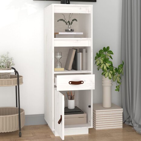 Hoge kast 34x40x108,5 cm massief grenenhout wit 3