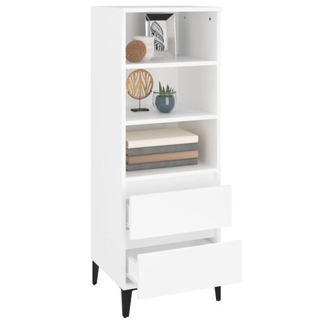 Hoge kast 40x36x110 cm bewerkt hout wit 7