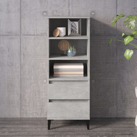 Hoge kast 40x36x110 cm bewerkt hout betongrijs 1