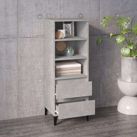 Hoge kast 40x36x110 cm bewerkt hout betongrijs 6