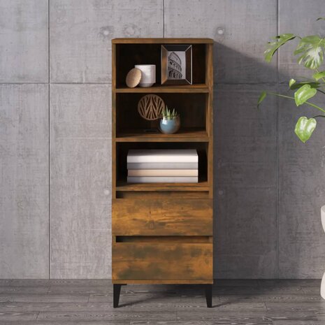 Hoge kast 40x36x110 cm bewerkt hout gerookt eiken 1