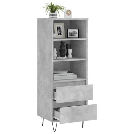 Hoge kast 40x36x110 cm bewerkt hout betongrijs 4