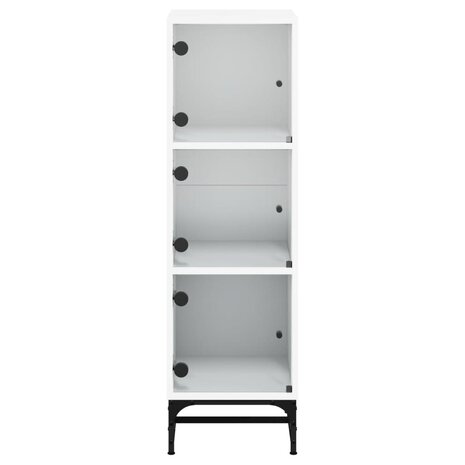 Hoge kast met glazen deuren 35x37x120 cm wit 6