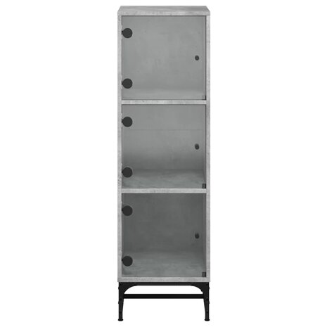 Hoge kast met glazen deuren 35x37x120 cm betongrijs 6