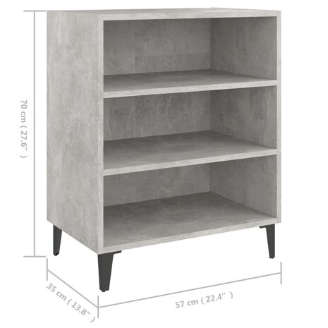 Dressoir 57x35x70 cm bewerkt hout betongrijs 6