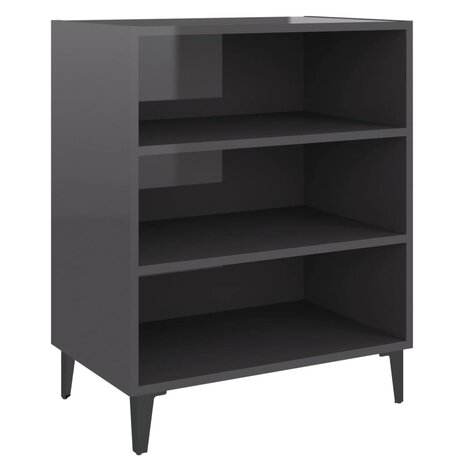 Dressoir 57x35x70 cm bewerkt hout hoogglans grijs 2