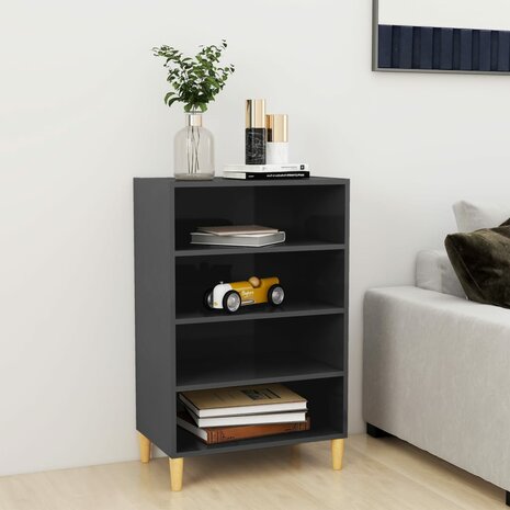 Dressoir 57x35x90 cm bewerkt hout hoogglans grijs 1