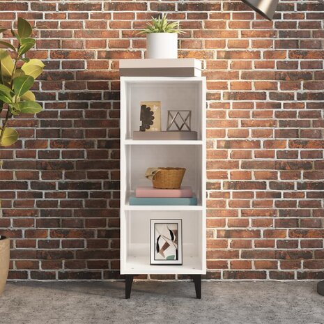 Dressoir 34,5x32,5x90 cm bewerkt hout hoogglans wit 3