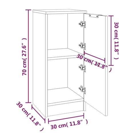 Dressoir 30x30x70 cm bewerkt hout gerookt eikenkleurig 9