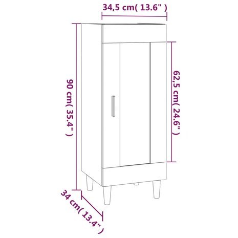 Dressoir 34,5x34x90 cm bewerkt hout gerookt eiken 9