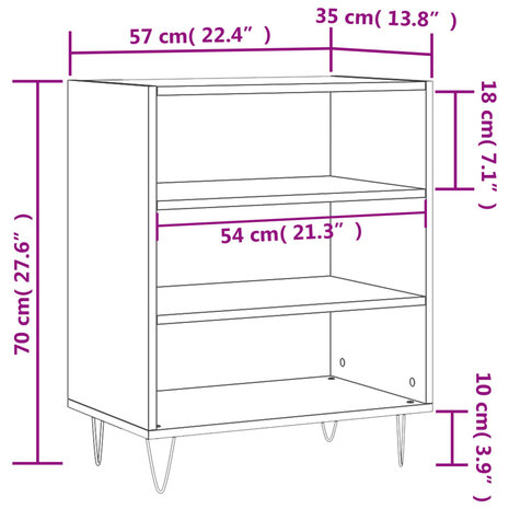 Dressoir 57x35x70 cm bewerkt hout zwart 9