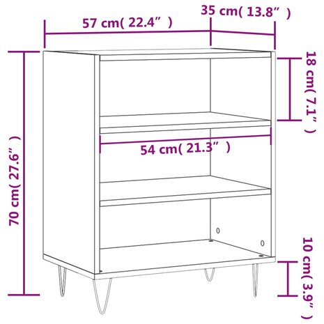 Dressoir 57x35x70 cm bewerkt hout betongrijs 9