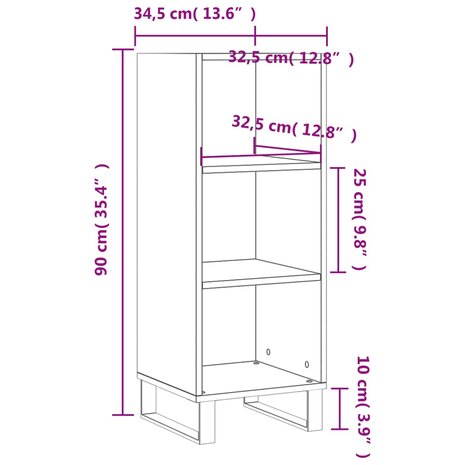 Dressoir 34,5x32,5x90 cm bewerkt hout zwart 9