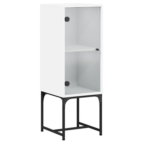 Bijzetkast met glazen deur 35x37x100 cm wit 2