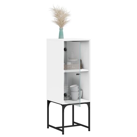 Bijzetkast met glazen deur 35x37x100 cm wit 5