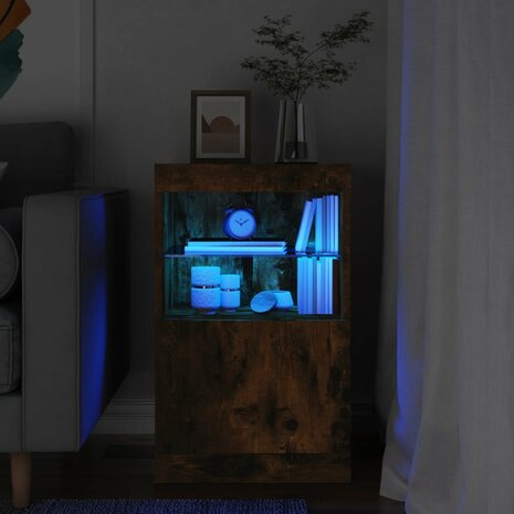 Dressoir met LED-verlichting 41x37x67 cm gerookt eikenkleurig 1