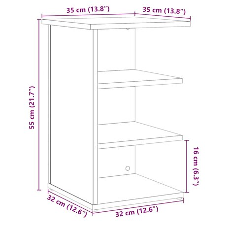 Dressoir 35x35x55 cm bewerkt hout artisanaal eikenkleur 9