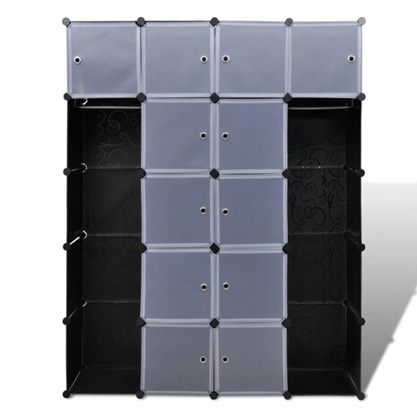 Kast modulair met 14 vakken 37x146x180,5 cm zwart en wit 3