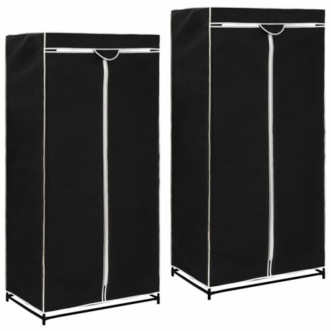Kledingkasten 2 st 75x50x160 cm zwart 1