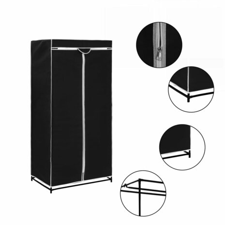 Kledingkasten 2 st 75x50x160 cm zwart 2
