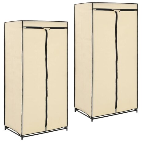 Kledingkasten 2 st 75x50x160 cm crème 1