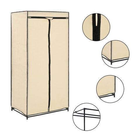 Kledingkasten 2 st 75x50x160 cm crème 2