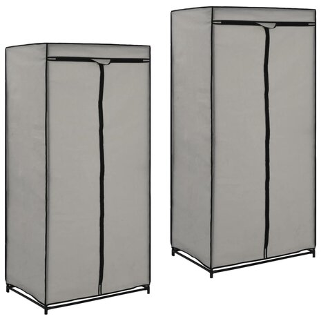 Kledingkasten 2 st 75x50x160 cm grijs 1