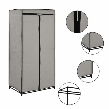 Kledingkasten 2 st 75x50x160 cm grijs 2