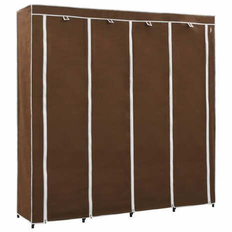 Kledingkast met 4 vakken 175x45x170 cm bruin 2