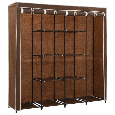 Kledingkast met 4 vakken 175x45x170 cm bruin 3