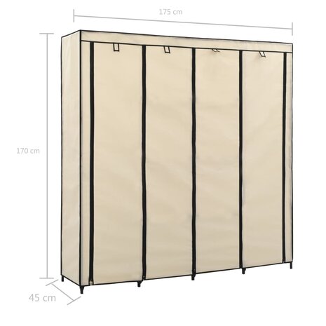 Kledingkast met 4 vakken 175x45x170 cm crème 8