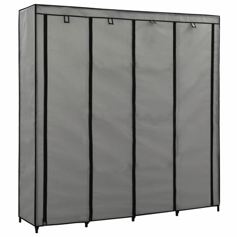 Kledingkast met 4 vakken 175x45x170 cm grijs 2