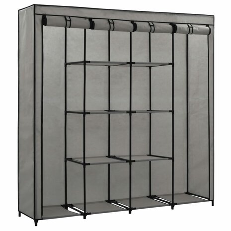 Kledingkast met 4 vakken 175x45x170 cm grijs 3