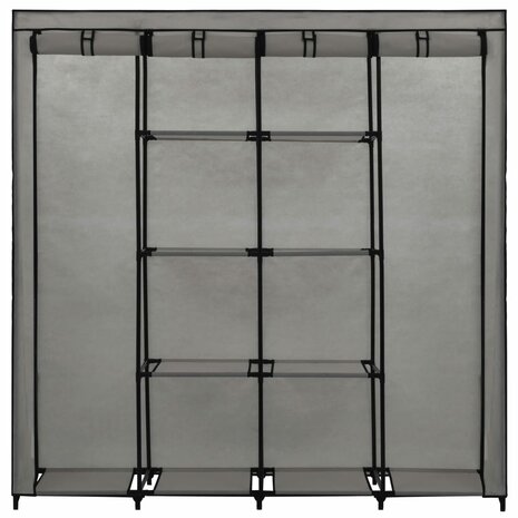 Kledingkast met 4 vakken 175x45x170 cm grijs 5