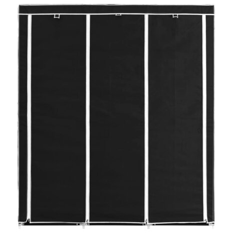 Kledingkast met vakken en stangen 150x45x175 cm stof zwart 3