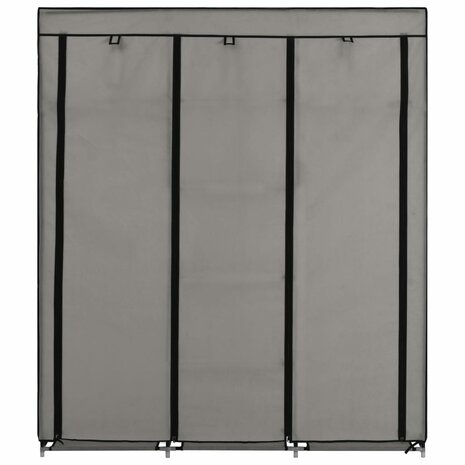 Kledingkast met vakken en stangen 150x45x175 cm stof grijs 3