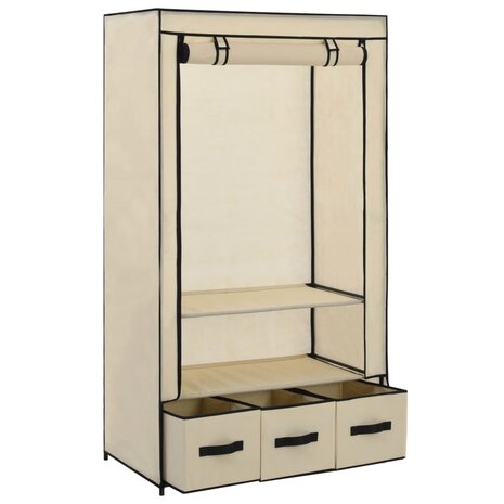 Kledingkast 87x49x159 cm stof crème 3