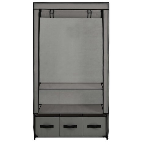 Kledingkast 87x49x159 cm stof grijs 4