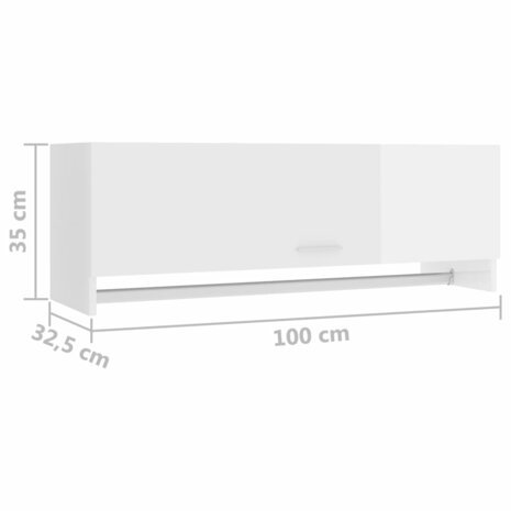 Kledingkast 100x32,5x35 cm bewerkt hout hoogglans wit 8