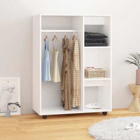 Kledingkast 80x40x110 cm bewerkt hout wit 1
